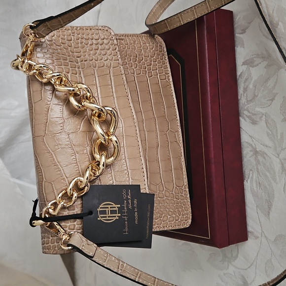 House of Harlow 1960 Beige Croc-Embossed Crossbody Bag NWT. - Picture 1 of 12